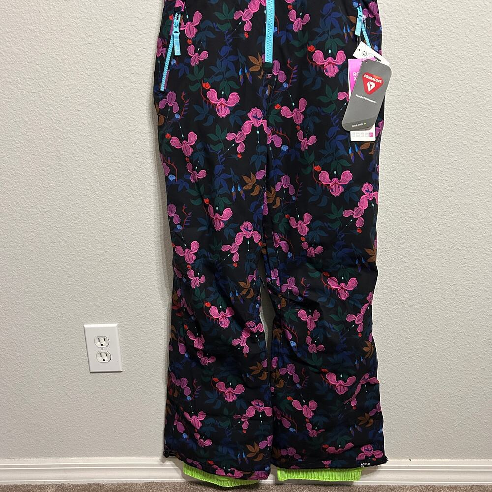 NEW Roxy x Rowley Insulated Snow Bib Ski Pants Floral Print Womens Med Après Ski - Picture 6 of 9